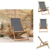 vidaXL Strandstuhl Klappbar Massivholz Teak Grau - Gartenstühle