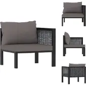 vidaXL Sofa-Eckelement mit Linker Armlehne Poly Rattan Anthrazit - Gartensofaelemente