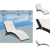 vidaXL Klappbare Sonnenliege mit Auflage Poly Rattan Braun - Sonnenliegen