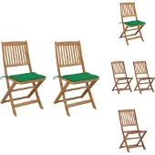 vidaXL Klappbare Gartenstühle 2 Stk. mit Kissen Massivholz Akazie - Gartenstühle