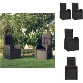 vidaXL Garten-Liegestühle 2 Stk. mit Auflagen Poly Rattan Schwarz - Gartenstühle