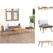vidaXL 4-tlg. Garten-Lounge-Set mit Auflagen Massivholz Akazie - Gartenmöbel-Sets