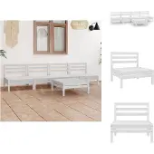vidaXL 5-tlg. Garten-Lounge-Set Weiß Kiefer Massivholz - Gartenmöbel-Sets