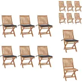vidaXL Klappbare Gartenstühle mit Kissen 6 Stk. Massivholz Teak - Gartenstühle