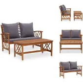 vidaXL 2-tlg. Garten-Lounge-Set mit Auflagen Massivholz Akazie - Gartenmöbel-Sets