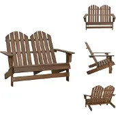 vidaXL 2-Sitzer Adirondack-Gartenbank Massivholz Tanne Braun - Gartenstühle