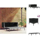 vidaXL 3-tlg. Garten-Lounge-Set Dunkelgrau Halbrundes Poly Rattan - Gartensofaelemente