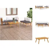 vidaXL 5-tlg. Garten-Lounge-Set mit Kissen Massivholz Akazie - Gartenmöbel-Sets
