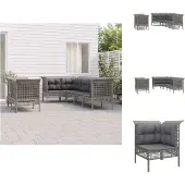 vidaXL 7-tlg. Garten-Lounge-Set mit Kissen Grau Poly Rattan - Gartenmöbel-Sets