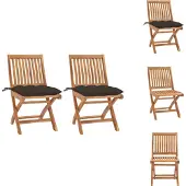 vidaXL Gartenstühle 2 Stk. mit Taupe Kissen Massivholz Teak - Gartenstühle