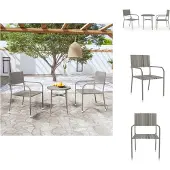 vidaXL 3-tlg. Garten-Essgruppe Poly Rattan Grau - Gartenmöbel-Sets