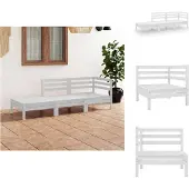 vidaXL 3-tlg. Garten-Lounge-Set Weiß Massivholz Kiefer - Gartenmöbel-Sets