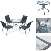 vidaXL 5-tlg. Garten-Essgruppe Stahl Schwarz - Gartenmöbel-Sets
