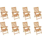 The Living Store Garten-Liegestühle mit Kissen 8 Stk. Massivholz Teak