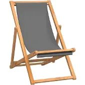The Living Store Strandstuhl Klappbar Massivholz Teak Grau