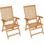 The Living Store Gartenstühle 2 Stk. mit Grauen Kissen Massivholz Teak