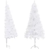The Living Store Künstlicher Eck-Weihnachtsbaum Weiß 210 cm PVC
