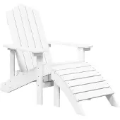 The Living Store Adirondack-Gartenstuhl mit Fußstütze HDPE Weiß