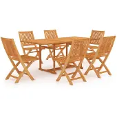 The Living Store 7-tlg. Garten-Essgruppe Massivholz Teak