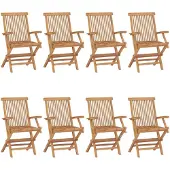 The Living Store Gartenstühle mit Taupe Kissen 8 Stk. Massivholz Teak