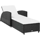 The Living Store Sonnenliege mit Cremeweißer Auflage Poly Rattan Schwarz
