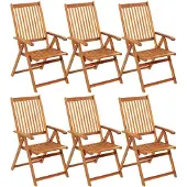The Living Store Klappbare Gartenstühle 6 Stk. mit Auflagen Massivholz Akazie