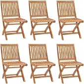 The Living Store Klappbare Gartenstühle mit Kissen 6 Stk. Massivholz Teak