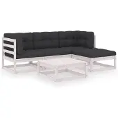 The Living Store 5-tlg. Garten-Lounge-Set mit Kissen Kiefer Massivholz