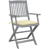 The Living Store Klappbare Gartenstühle 2 Stk. mit Kissen Massivholz Akazie