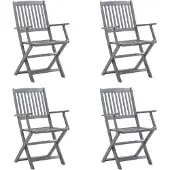 The Living Store Klappbare Gartenstühle 4 Stk. mit Kissen Massivholz Akazie