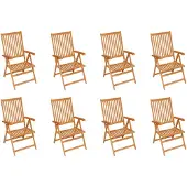 The Living Store Garten-Liegestühle mit Kissen 8 Stk. Massivholz Teak