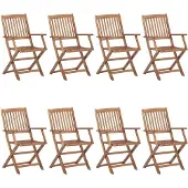 The Living Store Klappbare Gartenstühle 8 Stk. mit Kissen Massivholz Akazie