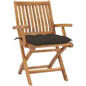 The Living Store Klappbare Gartenstühle mit Kissen 4 Stk. Massivholz Teak