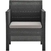 The Living Store Gartenstuhl mit Kissen PP Rattan Anthrazit