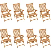 The Living Store Garten-Liegestühle mit Kissen 8 Stk. Massivholz Teak