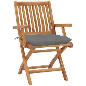 The Living Store Klappbare Gartenstühle mit Kissen 4 Stk. Massivholz Teak