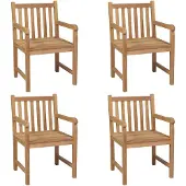 The Living Store Gartenstühle 4 Stk. mit Hellgrünen Kissen Massivholz Teak