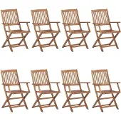 The Living Store Klappbare Gartenstühle 8 Stk. mit Kissen Massivholz Akazie