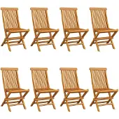 The Living Store Gartenstühle mit Anthrazit Kissen 8 Stk. Massivholz Teak