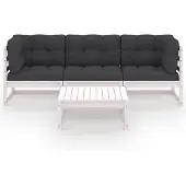 The Living Store 4-tlg. Garten-Lounge-Set mit Kissen Kiefer Massivholz