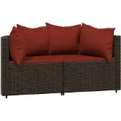 The Living Store Garten-Ecksofas mit Kissen 2 Stk. Braun Poly Rattan