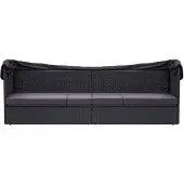 The Living Store Outdoor-Sofabett mit Dach Poly-Rattan Schwarz