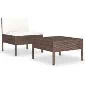 The Living Store 2-tlg. Garten-Lounge-Set mit Auflagen Poly Rattan Braun