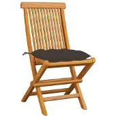 The Living Store Gartenstühle mit Taupe Kissen 4 Stk. Massivholz Teak