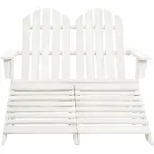 The Living Store 2-Sitzer Adirondack-Gartenbank mit Fußstütze Tannenholz Weiß