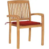 The Living Store Gartenstühle 2 Stk. mit Roten Kissen Massivholz Teak