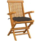 The Living Store Gartenstühle mit Taupe Kissen 3 Stk. Massivholz Teak