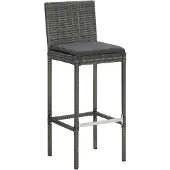 The Living Store Garten-Barhocker mit Kissen 4 Stk. Grau Poly Rattan