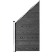 The Living Store Zaunelement Set WPC 1657x(105-186) cm Schwarz
