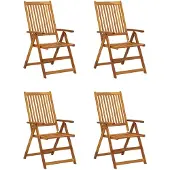 The Living Store Garten-Liegestühle 4 Stk. mit Kissen Akazie Massivholz